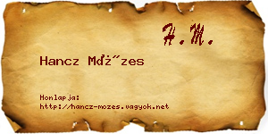 Hancz Mózes névjegykártya